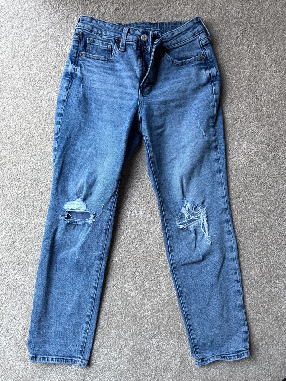 Old Navy Light Blue Distressed Straight Leg Jeans